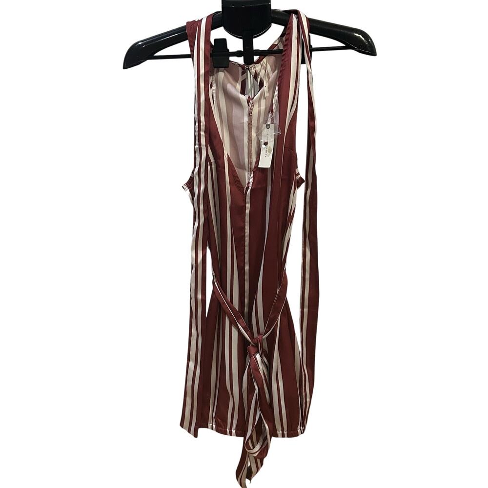 NWT Anthropologie Red/White Silky Pajama Romper size S